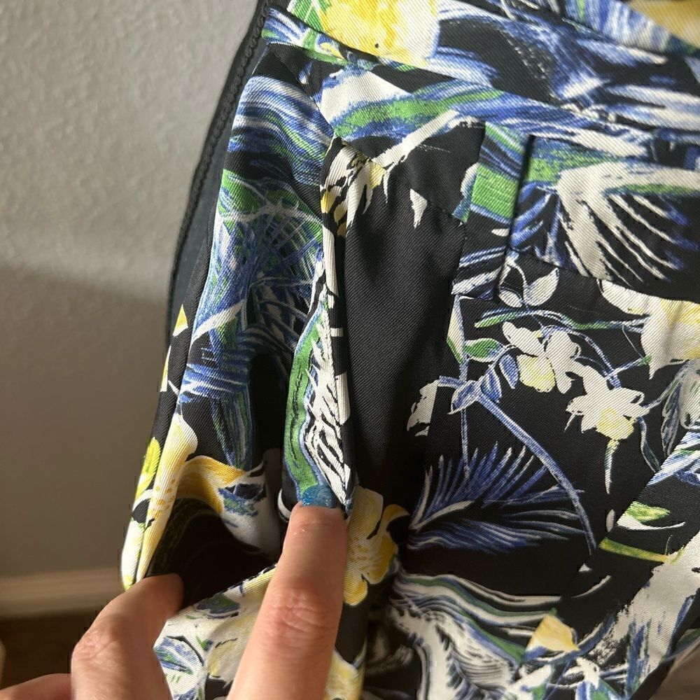 Zara Women’s Tropical Floral Wide Leg Beach Pants Tie Waist XS - Picture 4 of 6